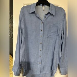 Free People Blue and White Blouse